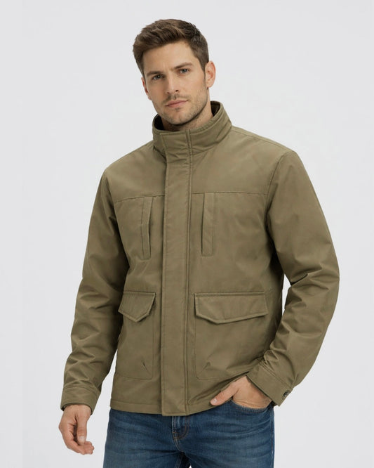 2H #88068 khaki stand up collar casual jacket