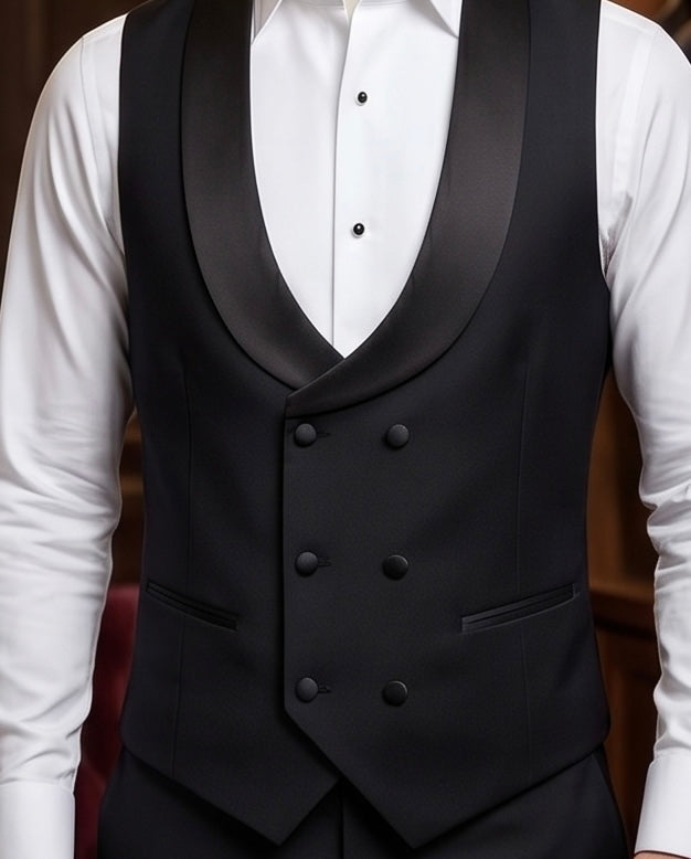 2H Black Tuxedos Shawl Lapel Vest