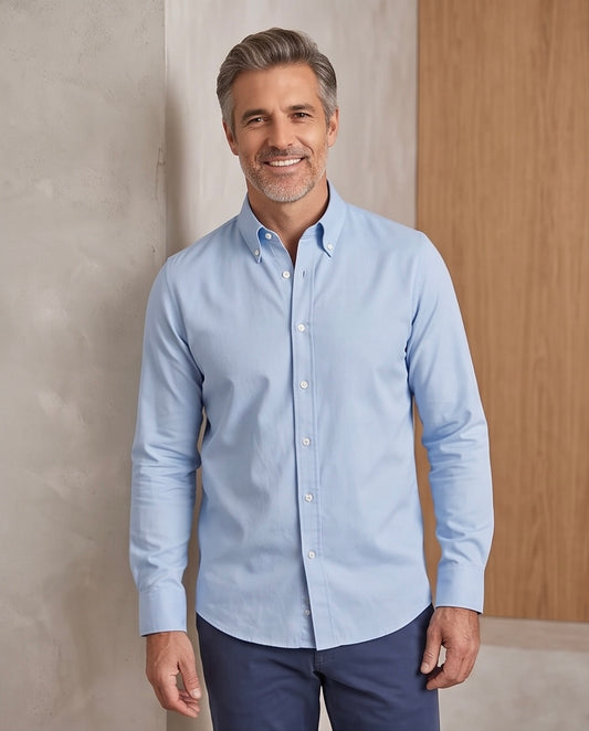 2H Blue Twill Casual Shirt