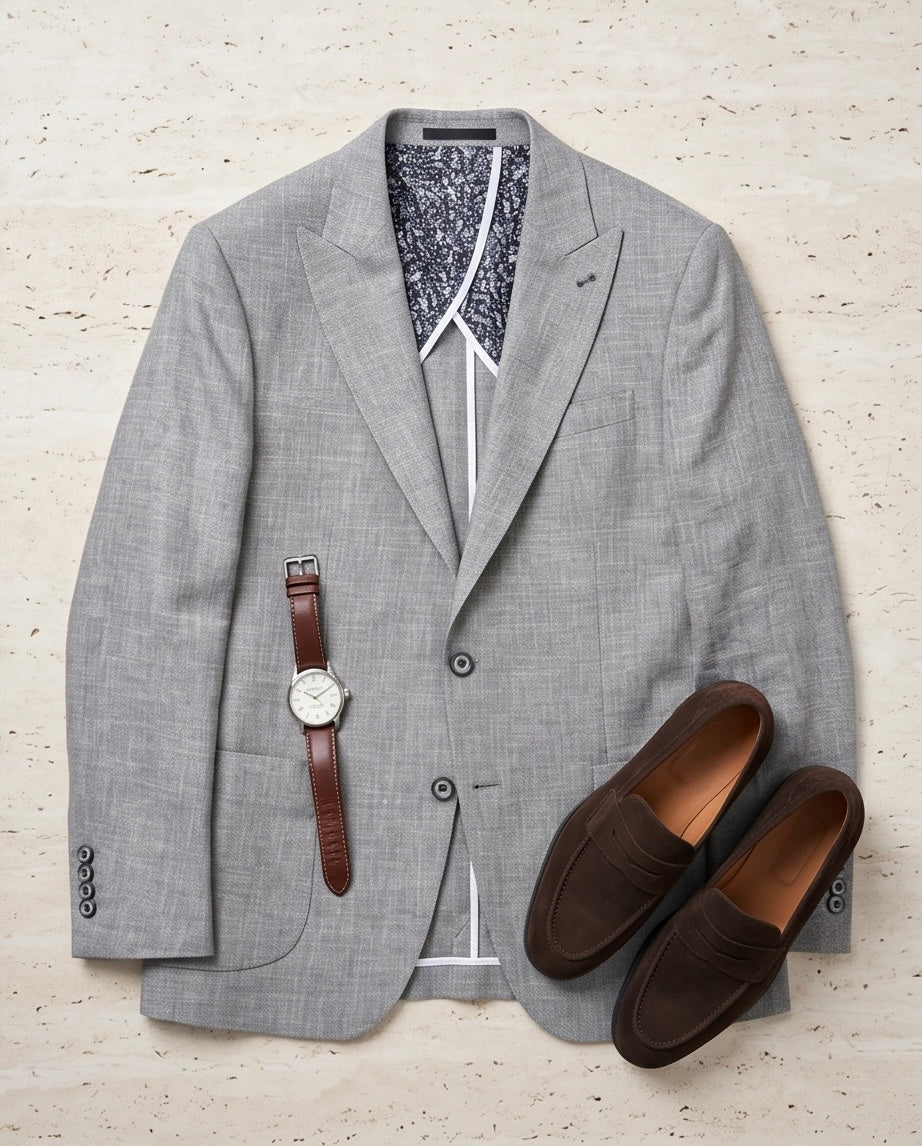 2H Light Gray Linen Blazer