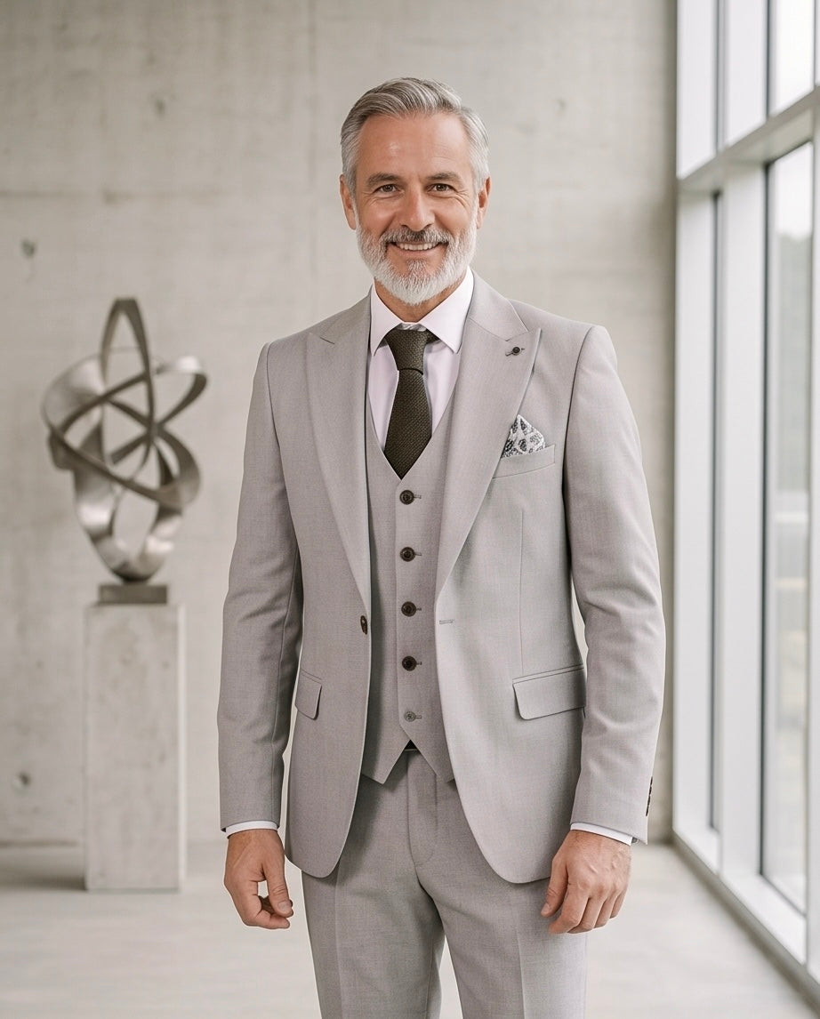 SALE! 2H #1491-4 Beige Casual Suit 2 Pieces
