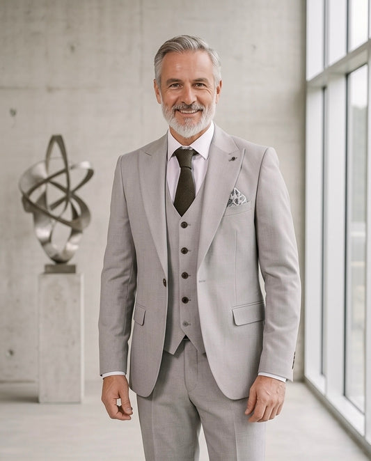 SALE! 2H #1491-4 Beige Casual Suit 2 Pieces