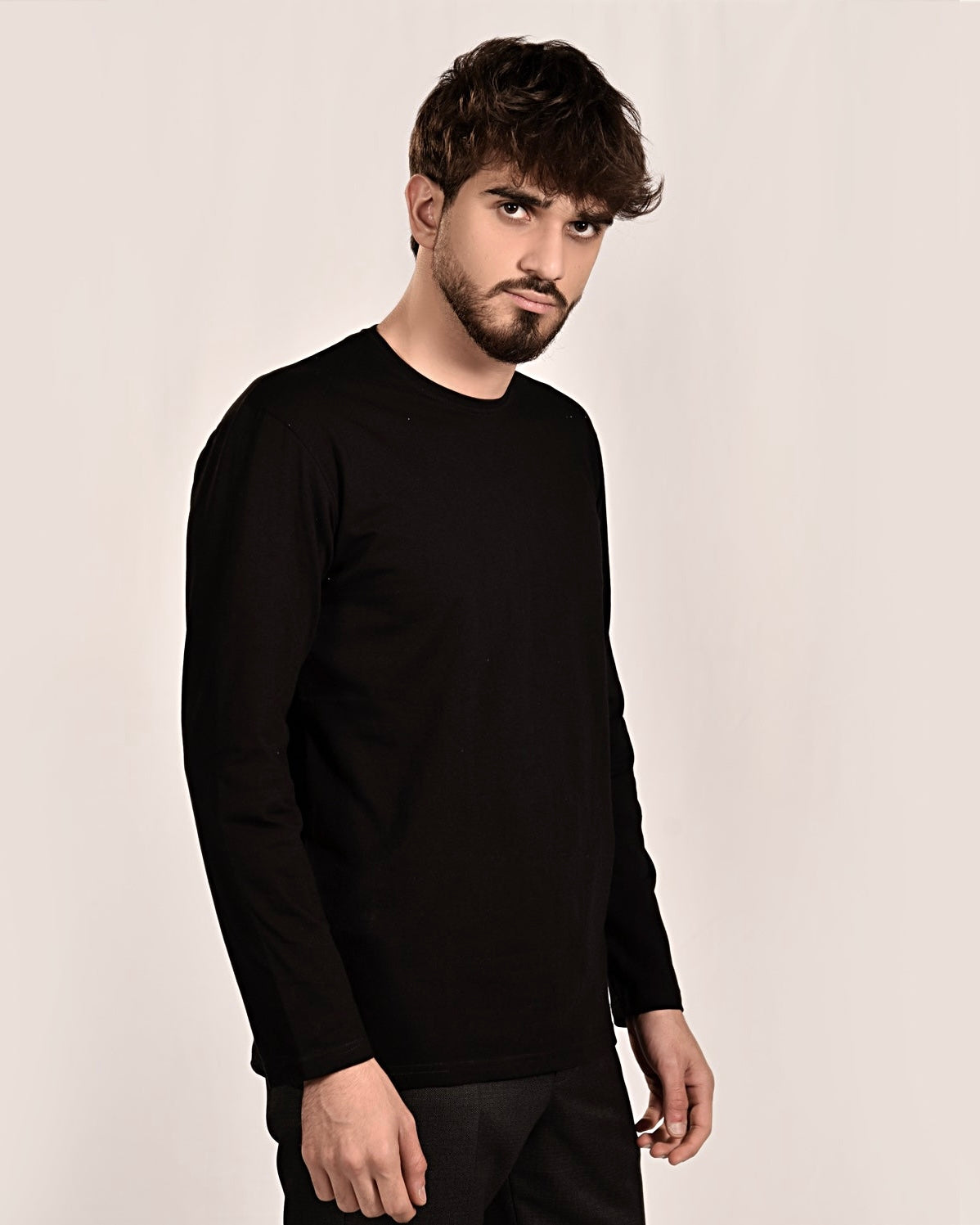 SALE! 2H Black Round-Neck Long Sleeve Sweater