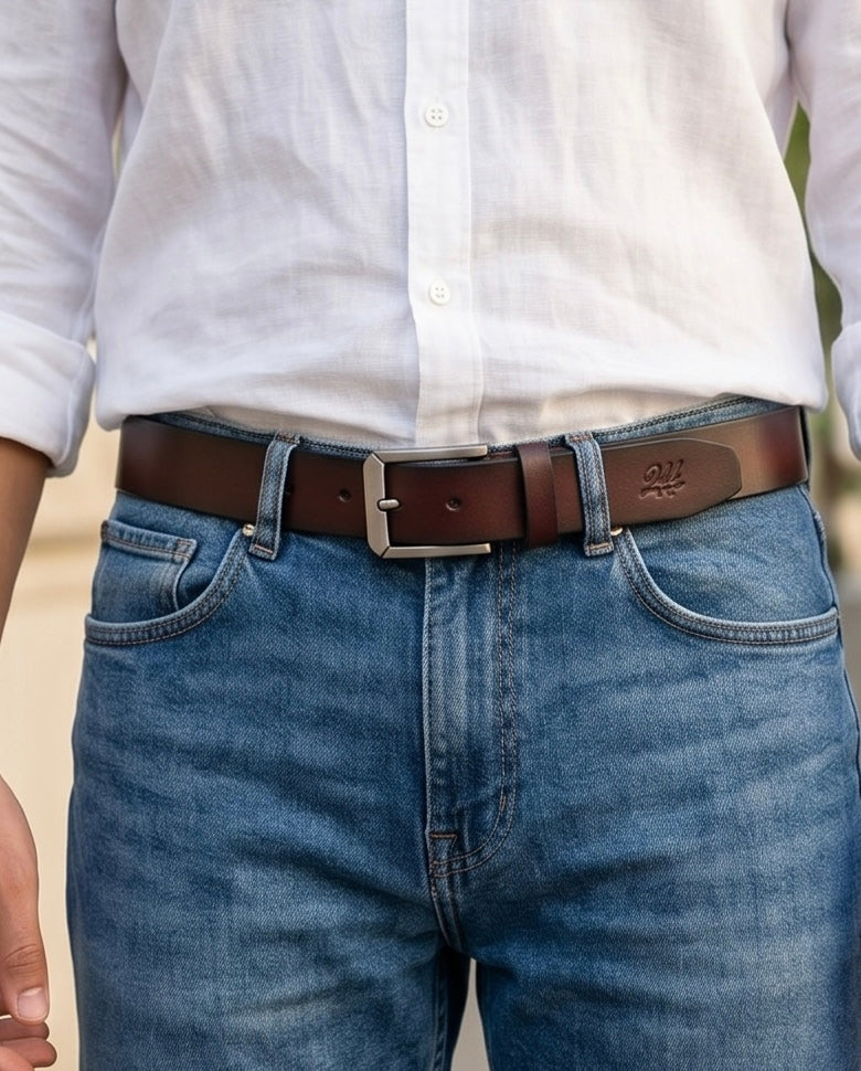 2H #9216 Brown Leather Casual Belt