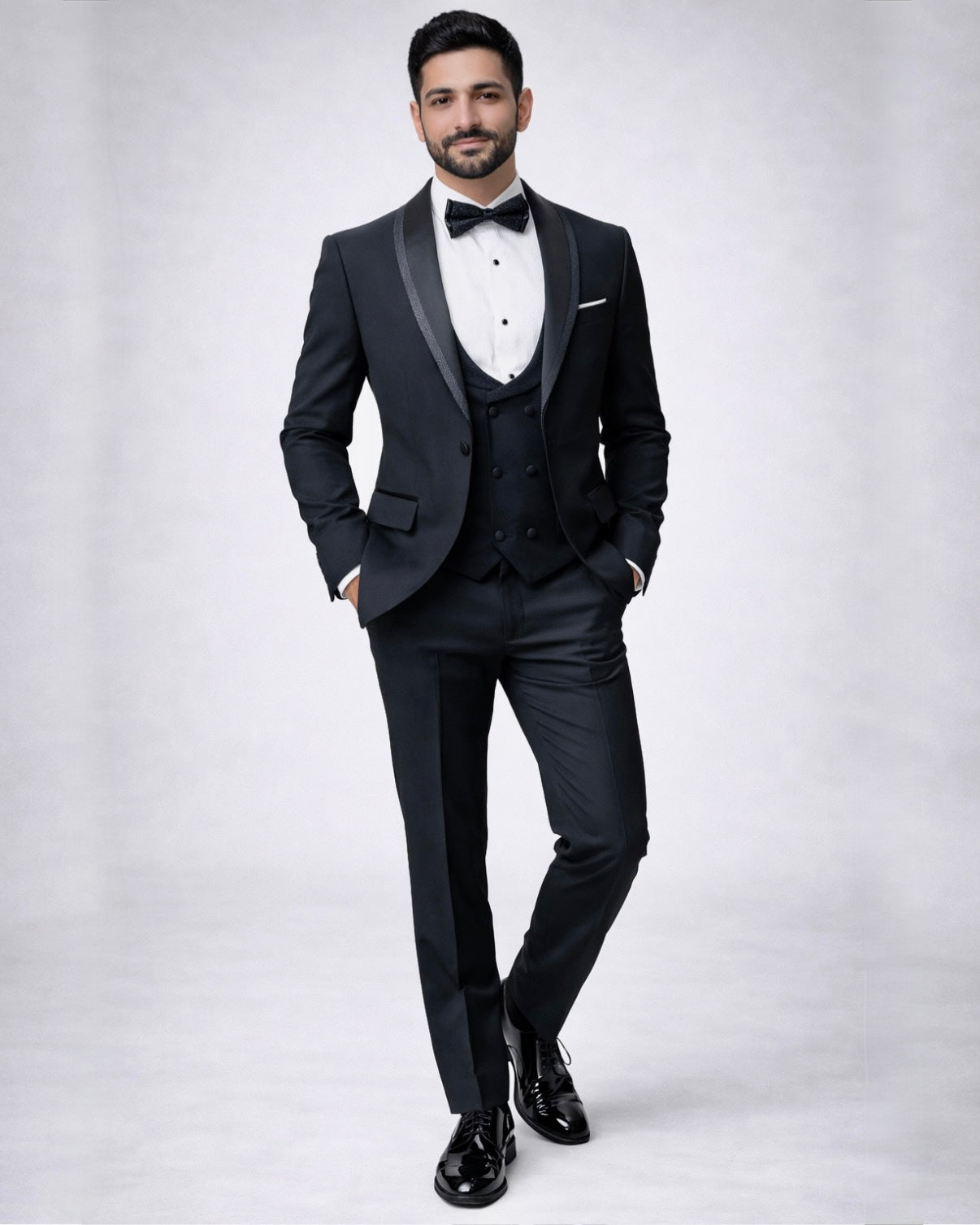 2H Black Wedding Suit 2 Pieces