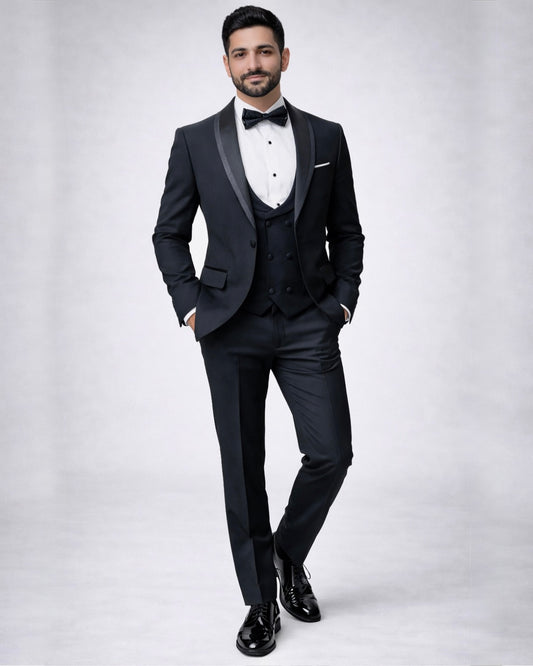 2H Black Wedding Suit 2 Pieces