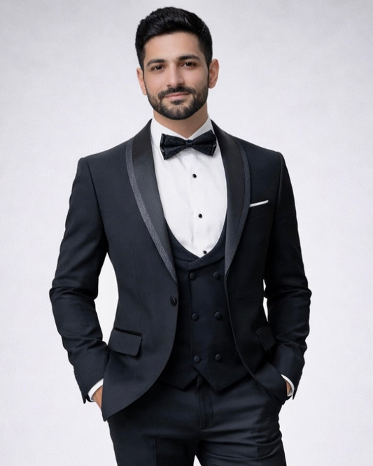 2H Black Wedding Suit 2 Pieces