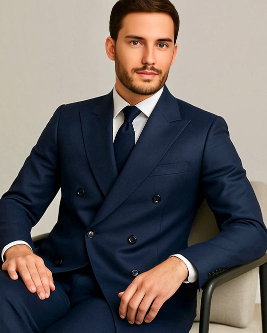2H Double Breasted Navy Formal suit