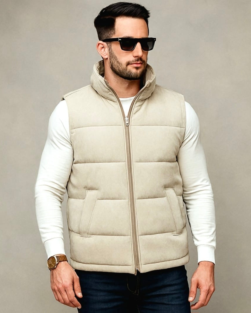 2H Off White Puffer Chamois Gilet