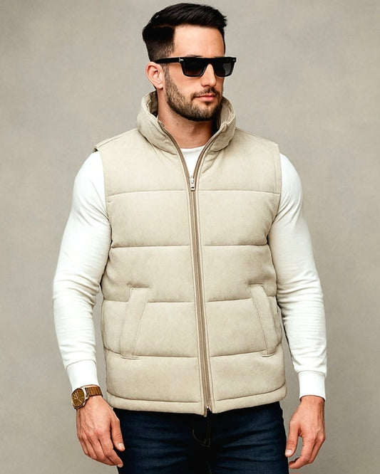2H Off White Puffer Chamois Gilet
