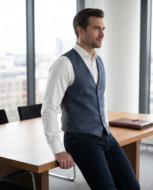2H Navy Embossed Vest