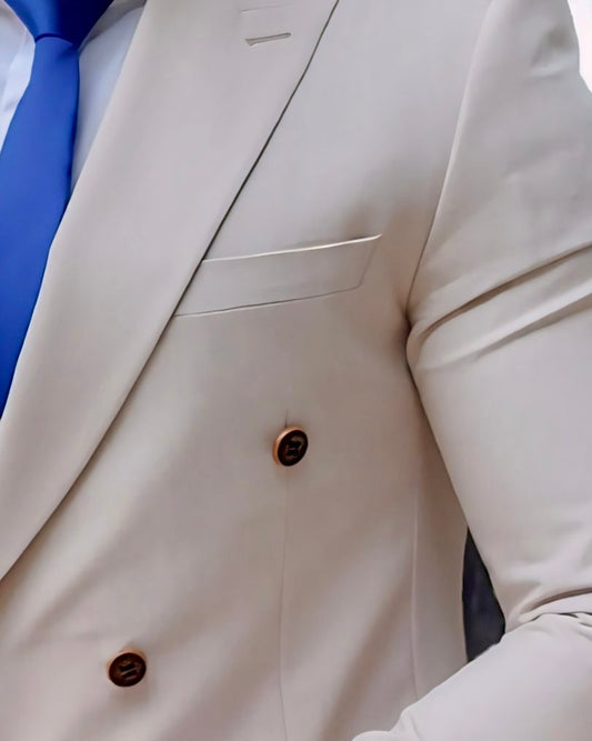 2H #548-01 Beige Double Breast Suit