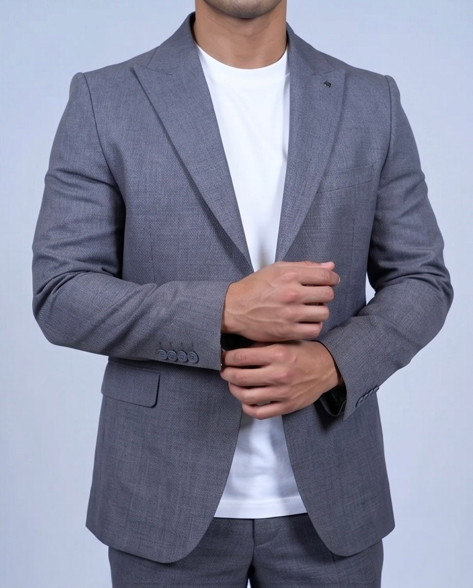 2H Dark Gray Casual Embossed Suit