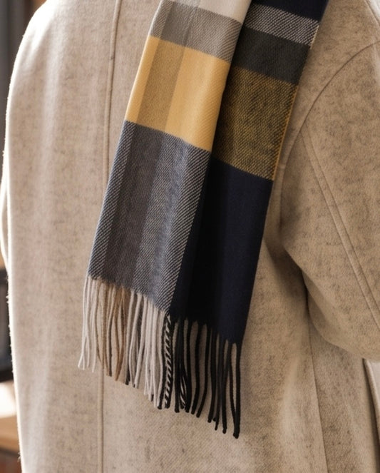 2H Navy & Yellow Scarf
