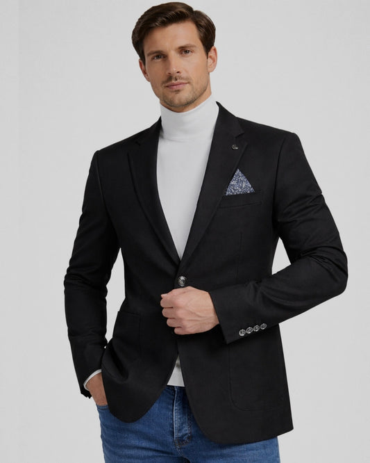 2H #24-01 Black Tweed One Button Blazer