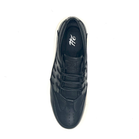 2H #E26005-123-814 Genuine Leather Black Casual Shoes