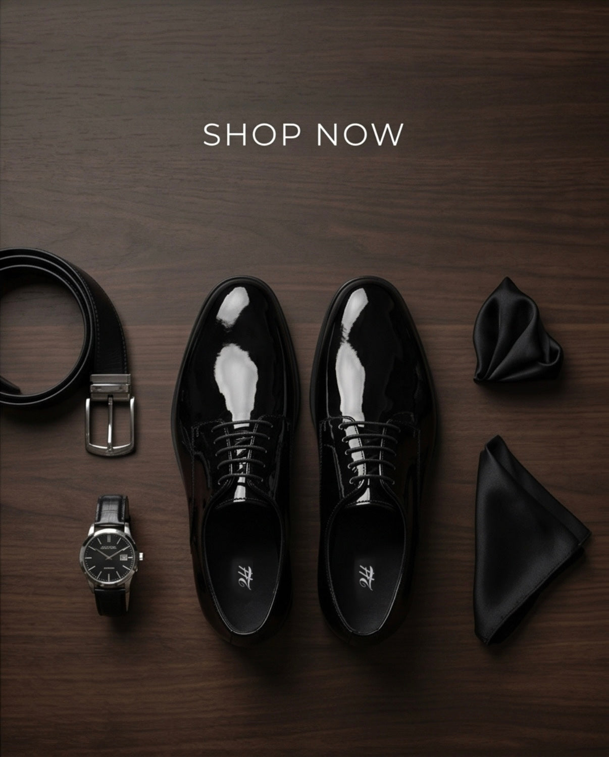 2H #110-100 Shining Black Formal Shoes