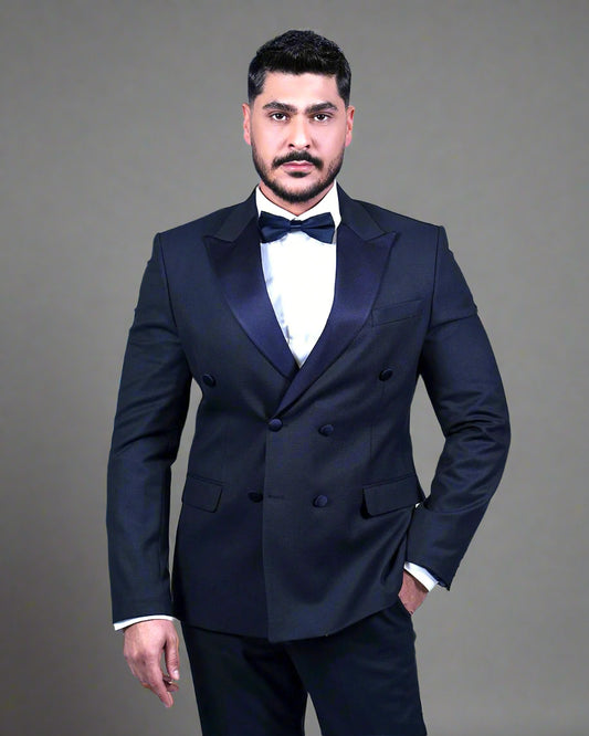 2H #260425 Navy Double breasted Suit 2 Pieces