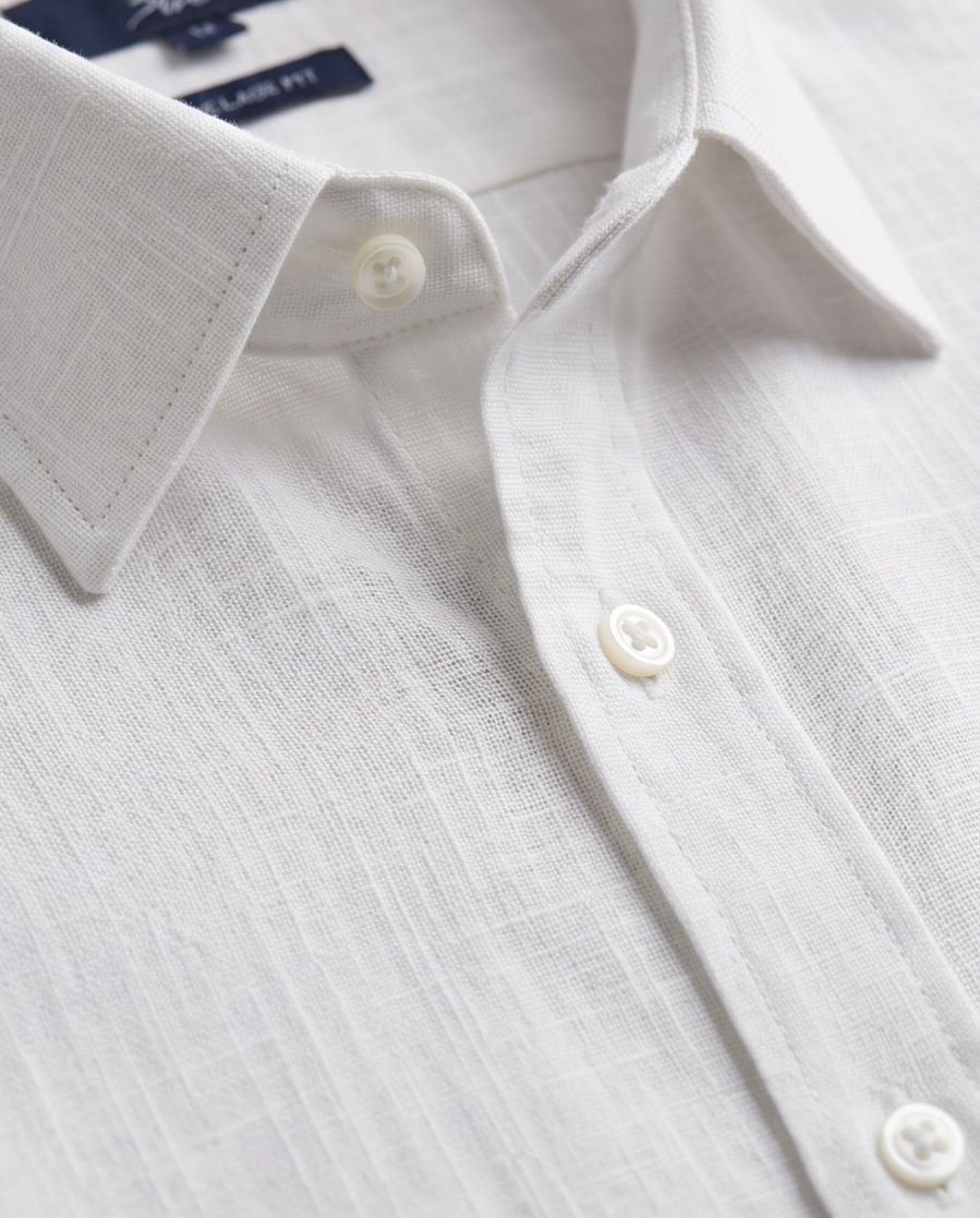 2H White Linen Casual Shirt
