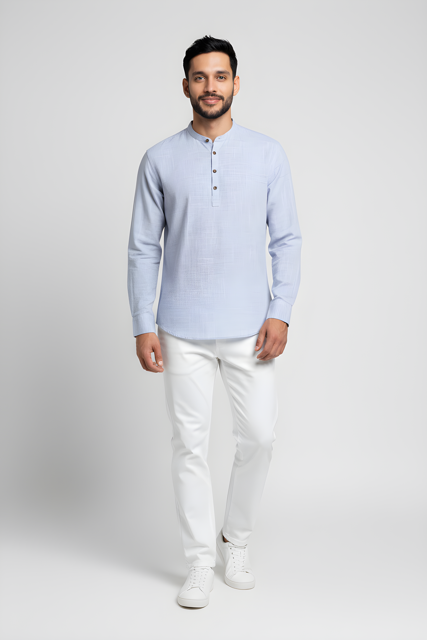 SALE! 2H Blue Linen Three-Button Shirt