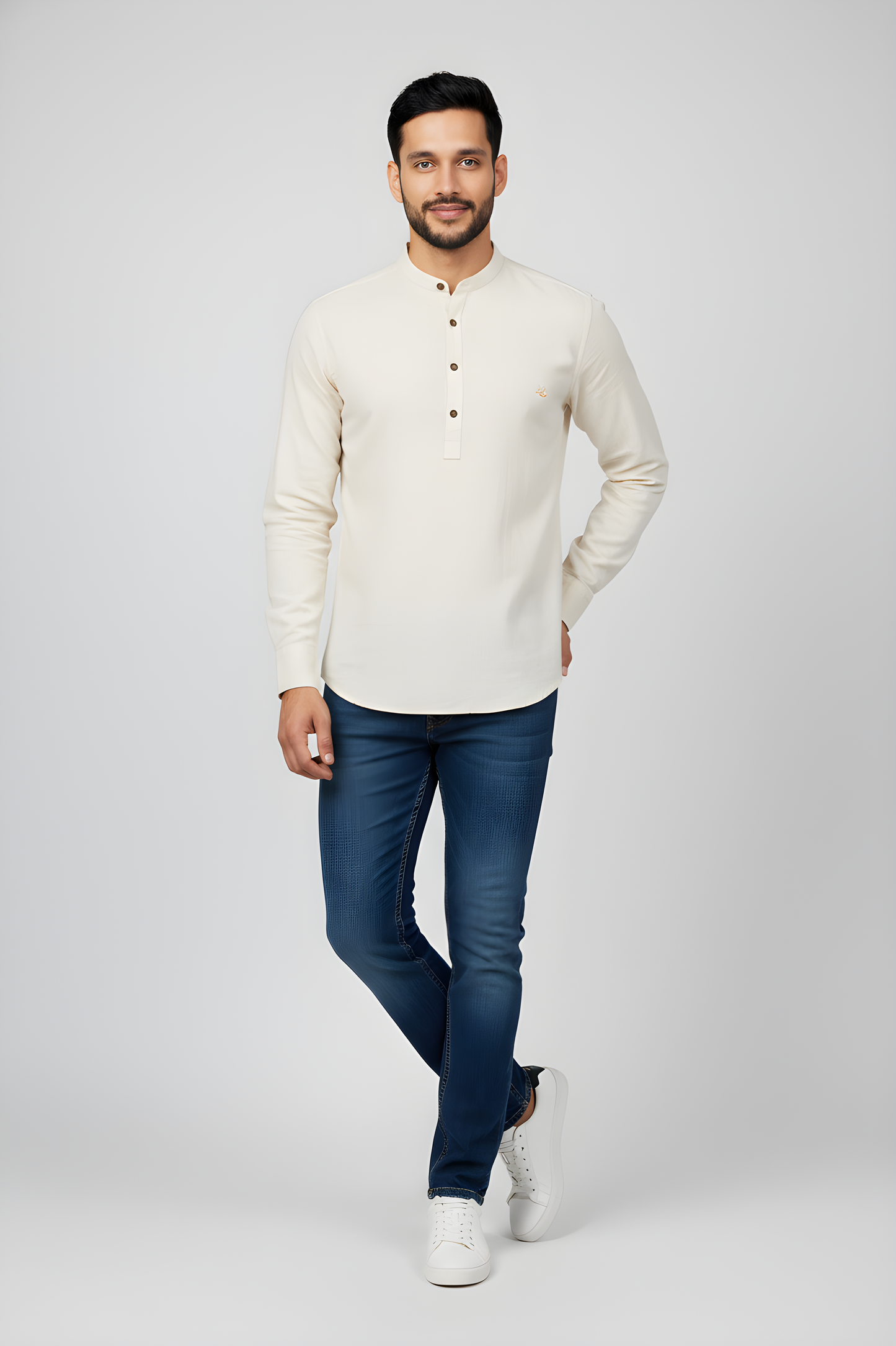 SALE! 2H Beige Linen Three-Button Shirt