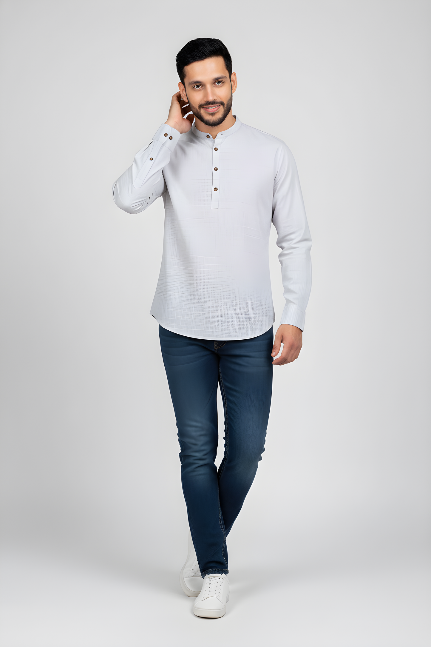 SALE! 2H Gray Linen Three-Button Shirt