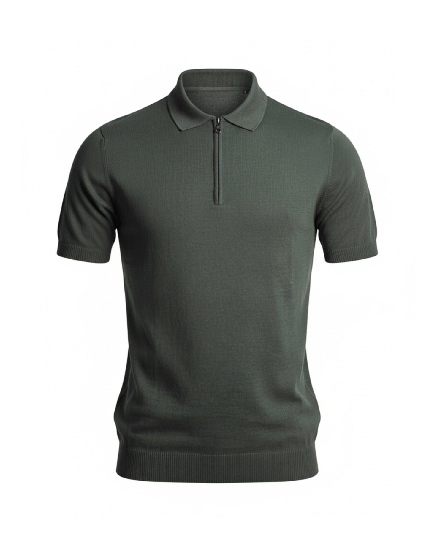 2H #2001-40 Olive Green Knitted Cotton Polo T-Shirt