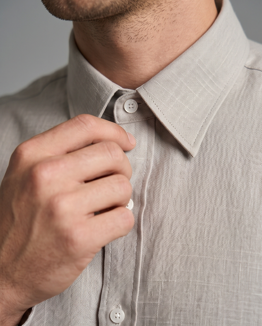 2H khaki Linen Casual Shirt