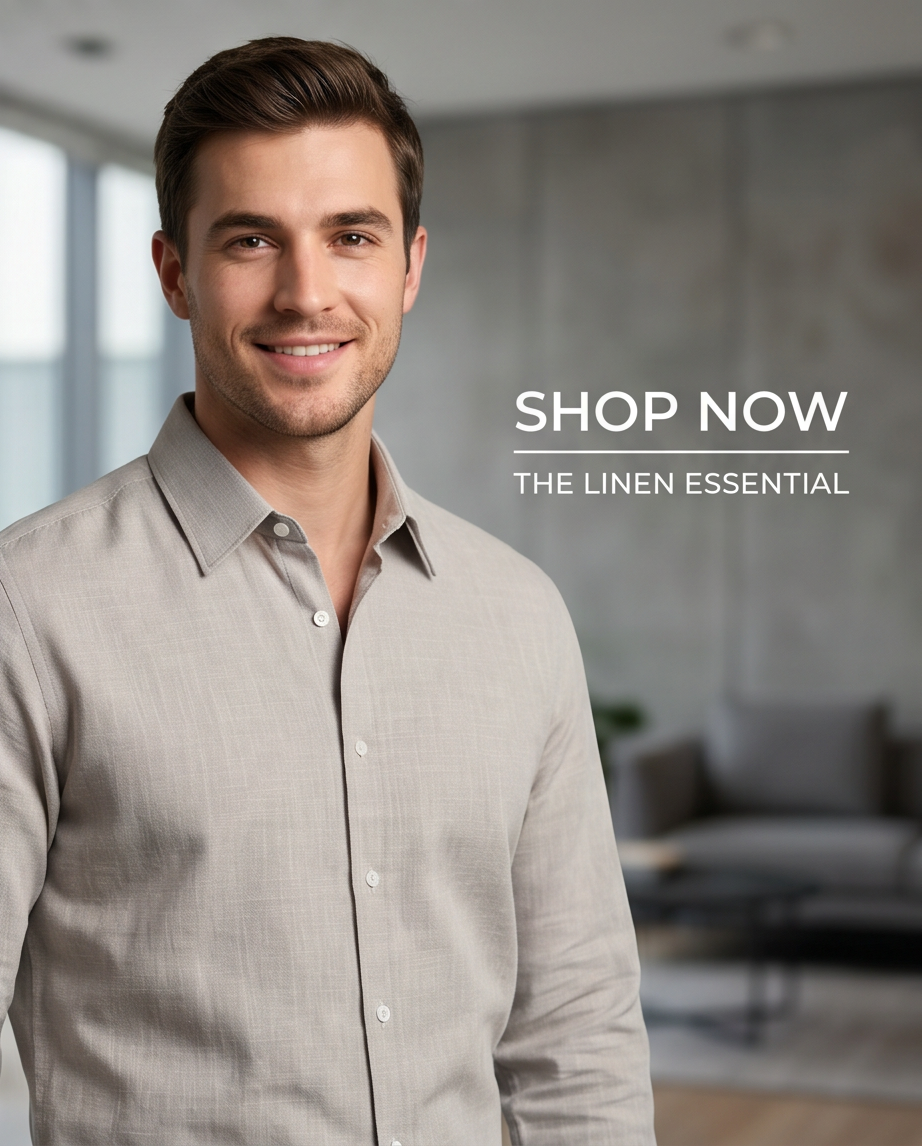 2H khaki Linen Casual Shirt