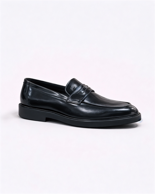 2H #15G Genuine Leather Shining Black Classic Shoes