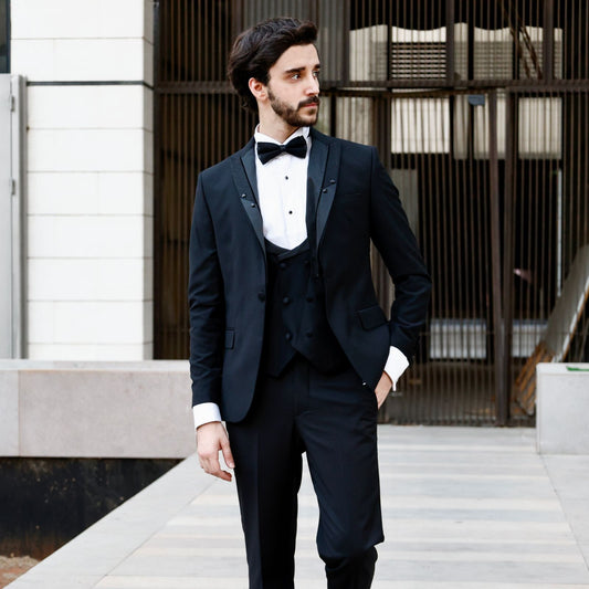 2H Black Wedding Suit