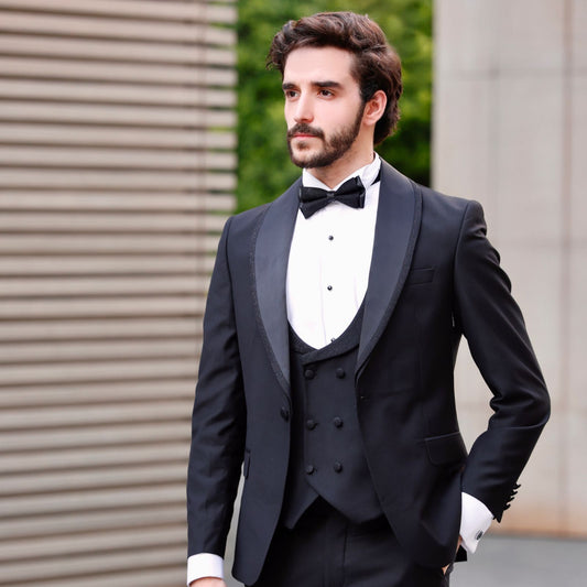 2H Black Wedding Suit