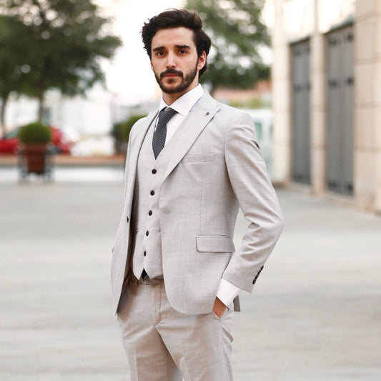 2H Beige Casual Suit 2 Pieces