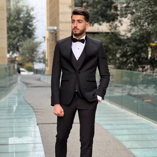 2H Black Wedding Suit
