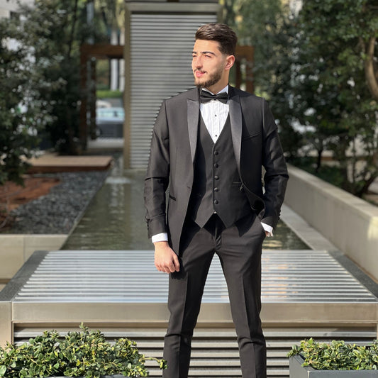 2H Black Wedding Suit 2 Pieces