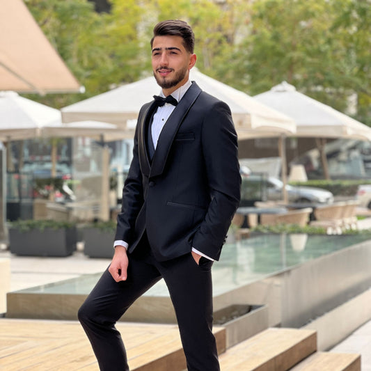 2H Black Wedding Suit 2 Pieces