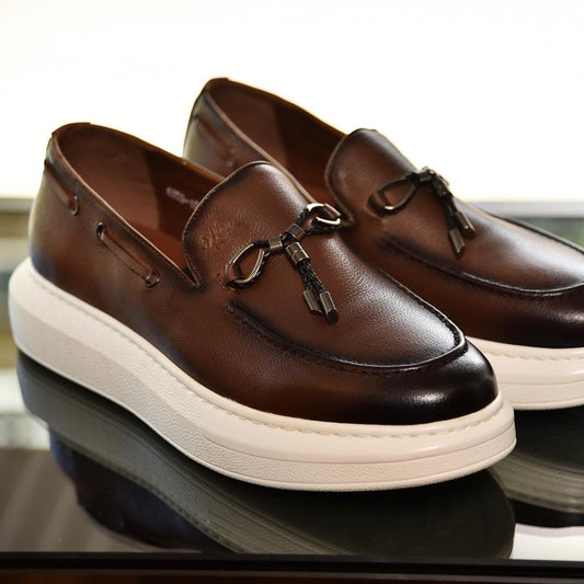 2H #6253-1501-810  Genuine Leather Brown Casual Shoes