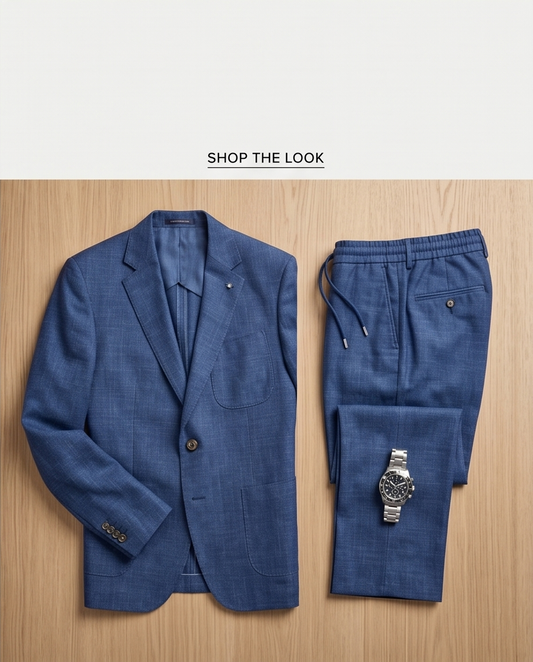 2H #005-2001-03 Blue Formal Suit With Rope