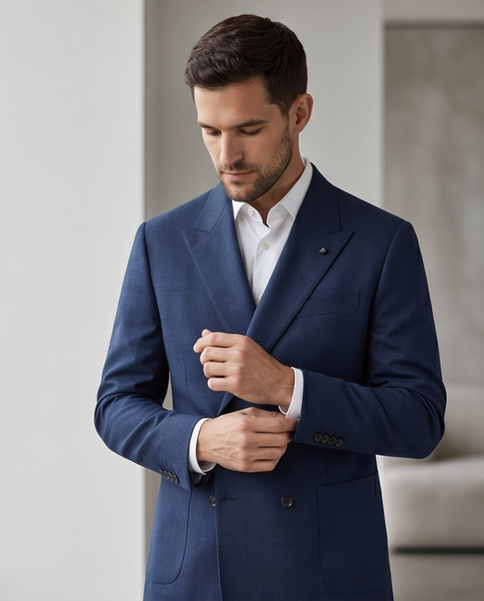 2H #004-2004-38 Navy Double Breasted Formal Suit