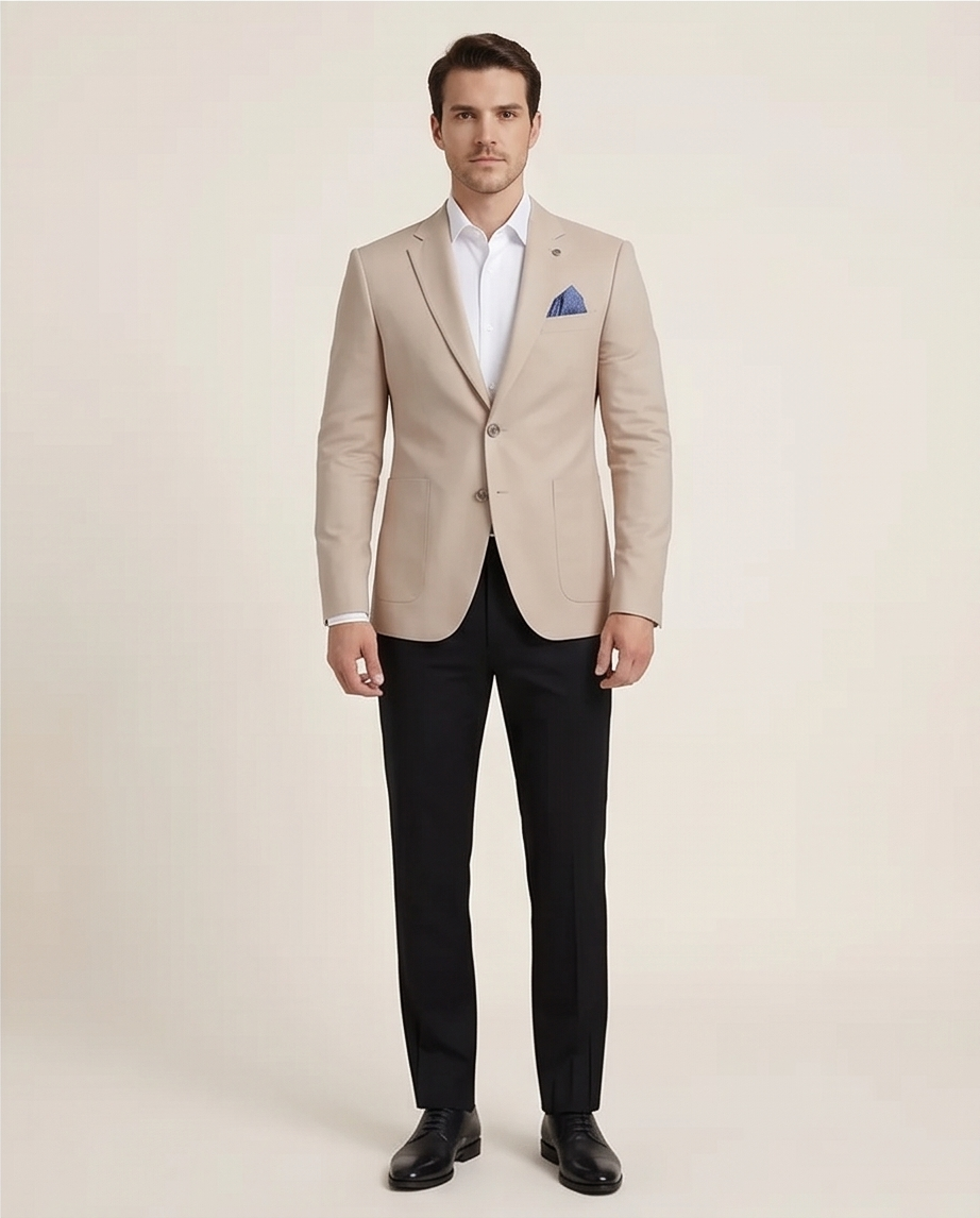 2H #24-01 Beige Tweed One Button Blazer