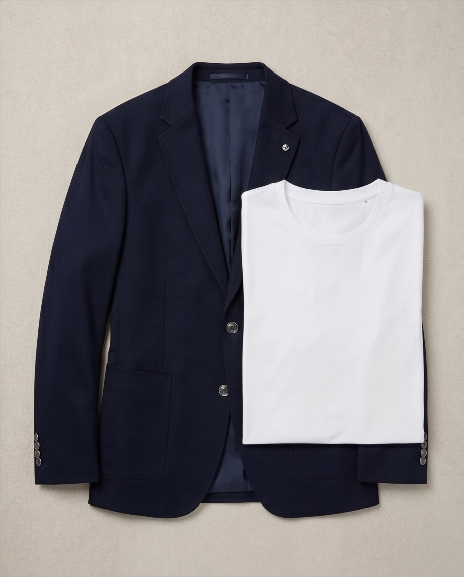 2H #24-01 Navy Tweed One Button Blazer