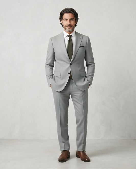 2H Blue Gray Casual Embossed Suit