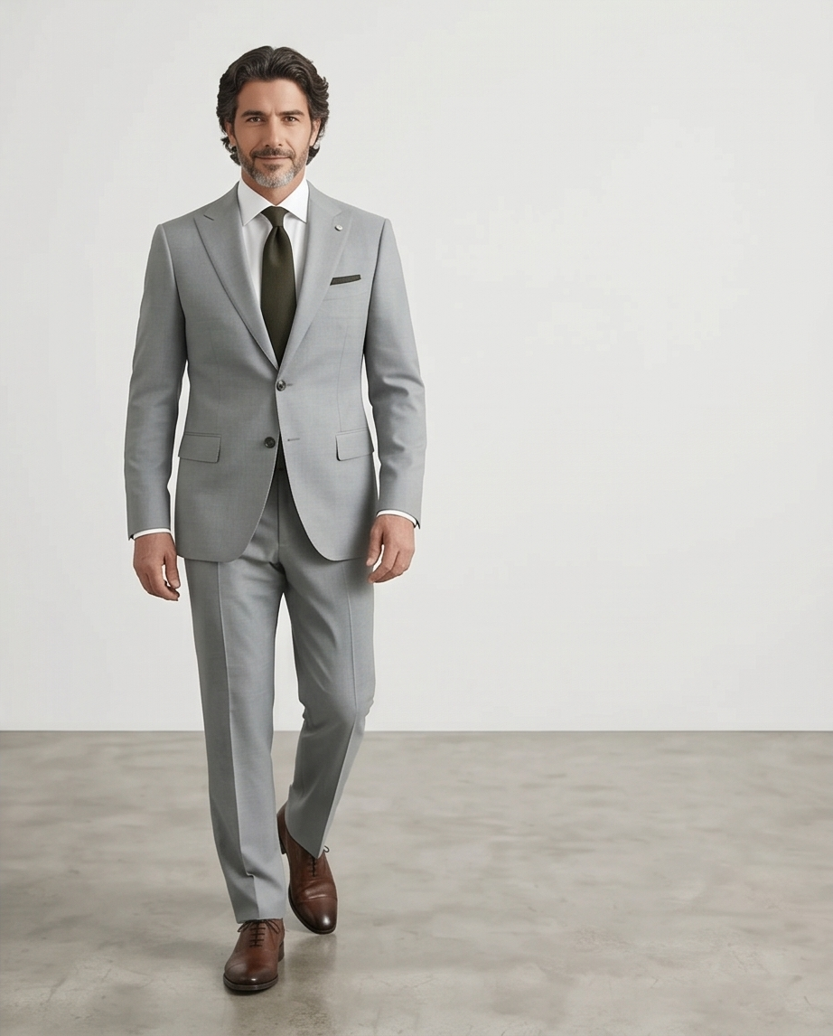 2H Blue Gray Casual Embossed Suit