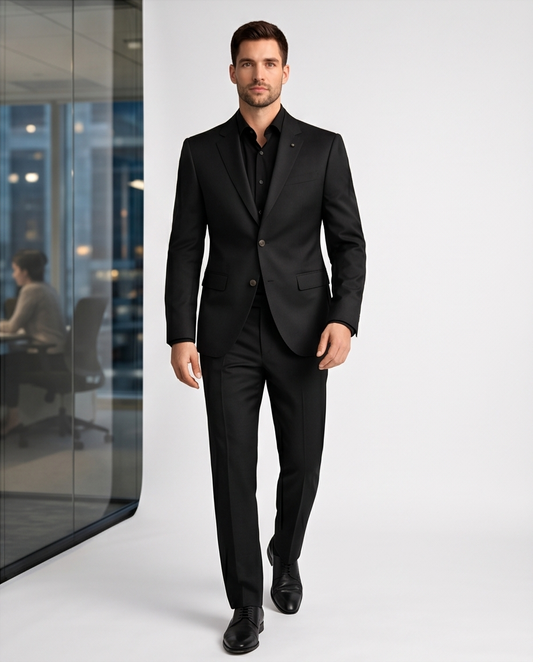 2H #002-3011-389 Black Formal Suit