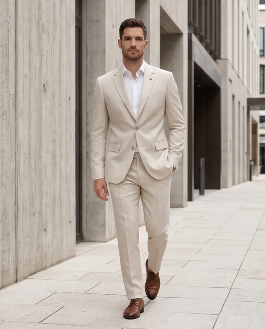 2H #002-3006-02 Beige Formal Suit