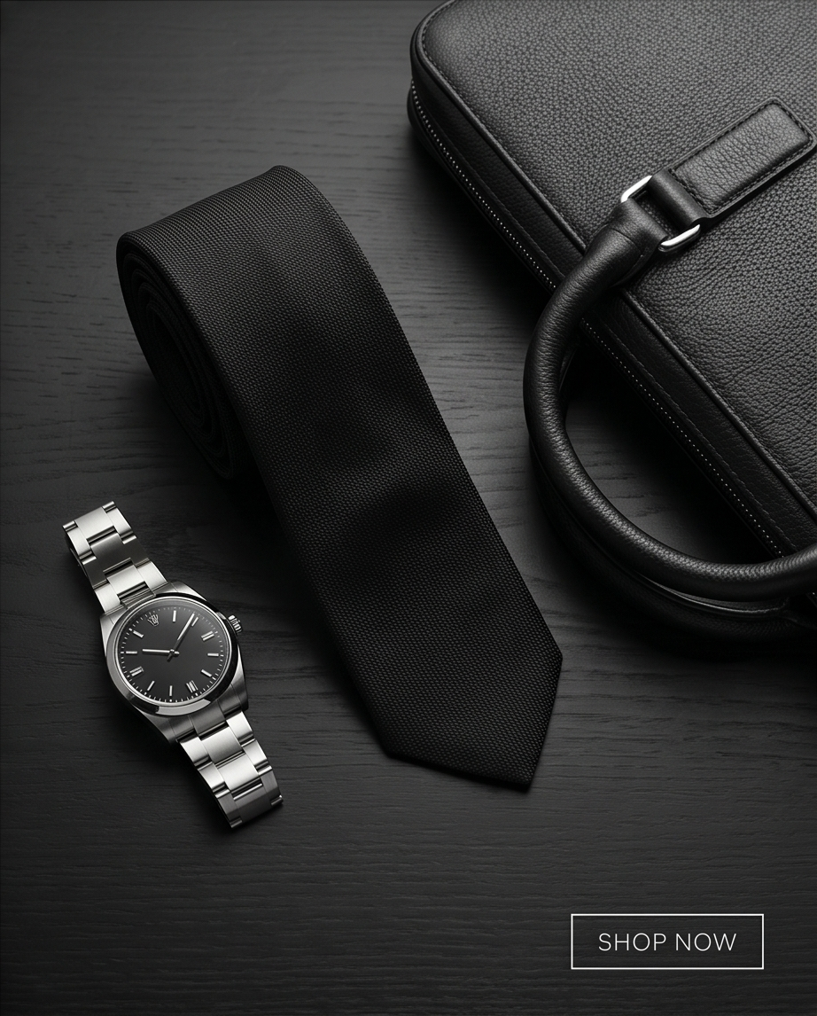 2H Black Necktie