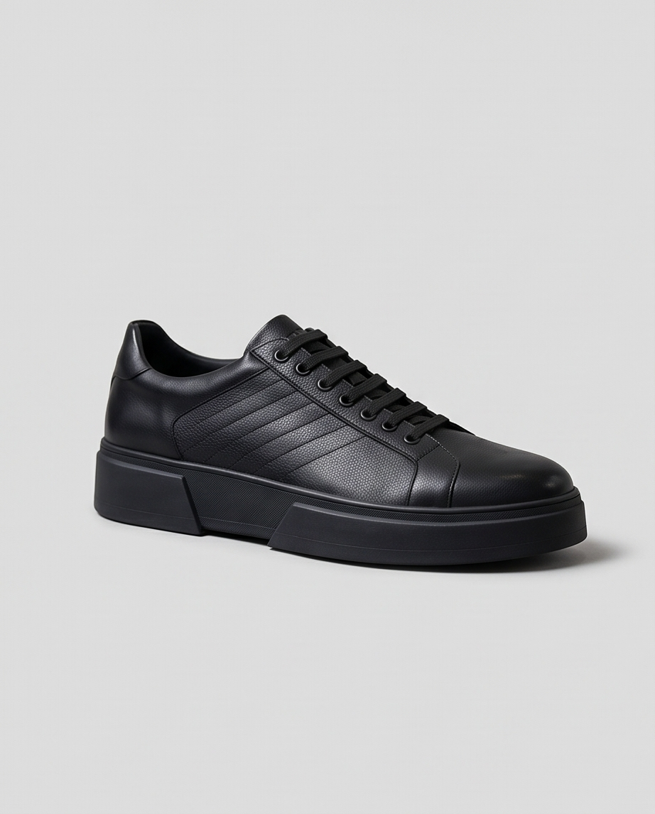 2H #06G Genuine Leather Black Casual Shoes