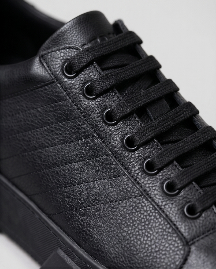 2H #06G Genuine Leather Black Casual Shoes