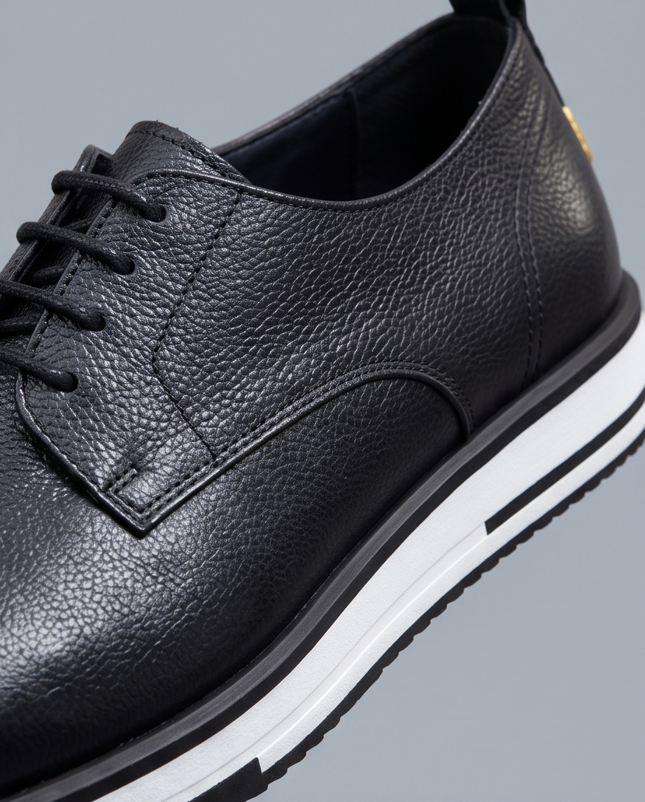 2H #10G Genuine Leather Black Casual Shoes