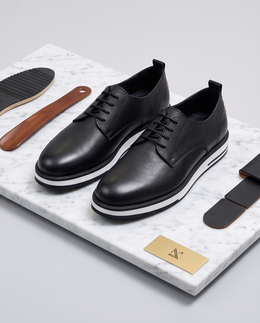 2H #10G Genuine Leather Black Casual Shoes